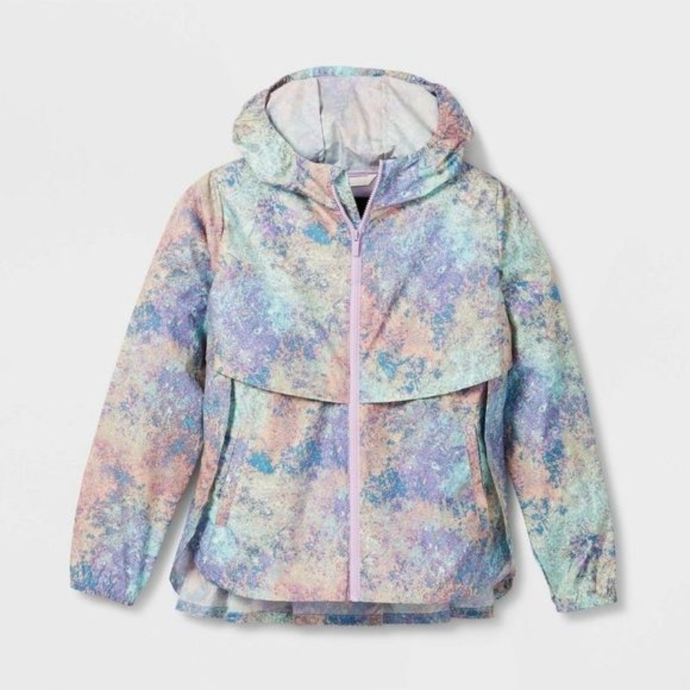 All in Motion Pastel Girls' Tie Dye Windbreaker Jacket Medium 7/8
